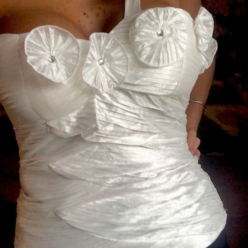 Corset top casual , white pearl , Large